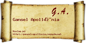 Gansel Apollónia névjegykártya